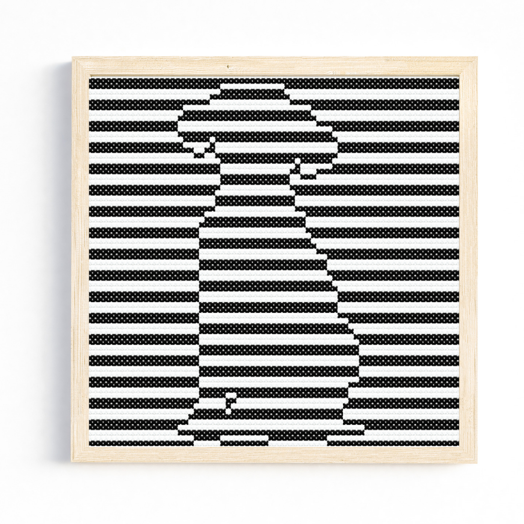 Op Art Sitting Dog Cross Stitch Pattern