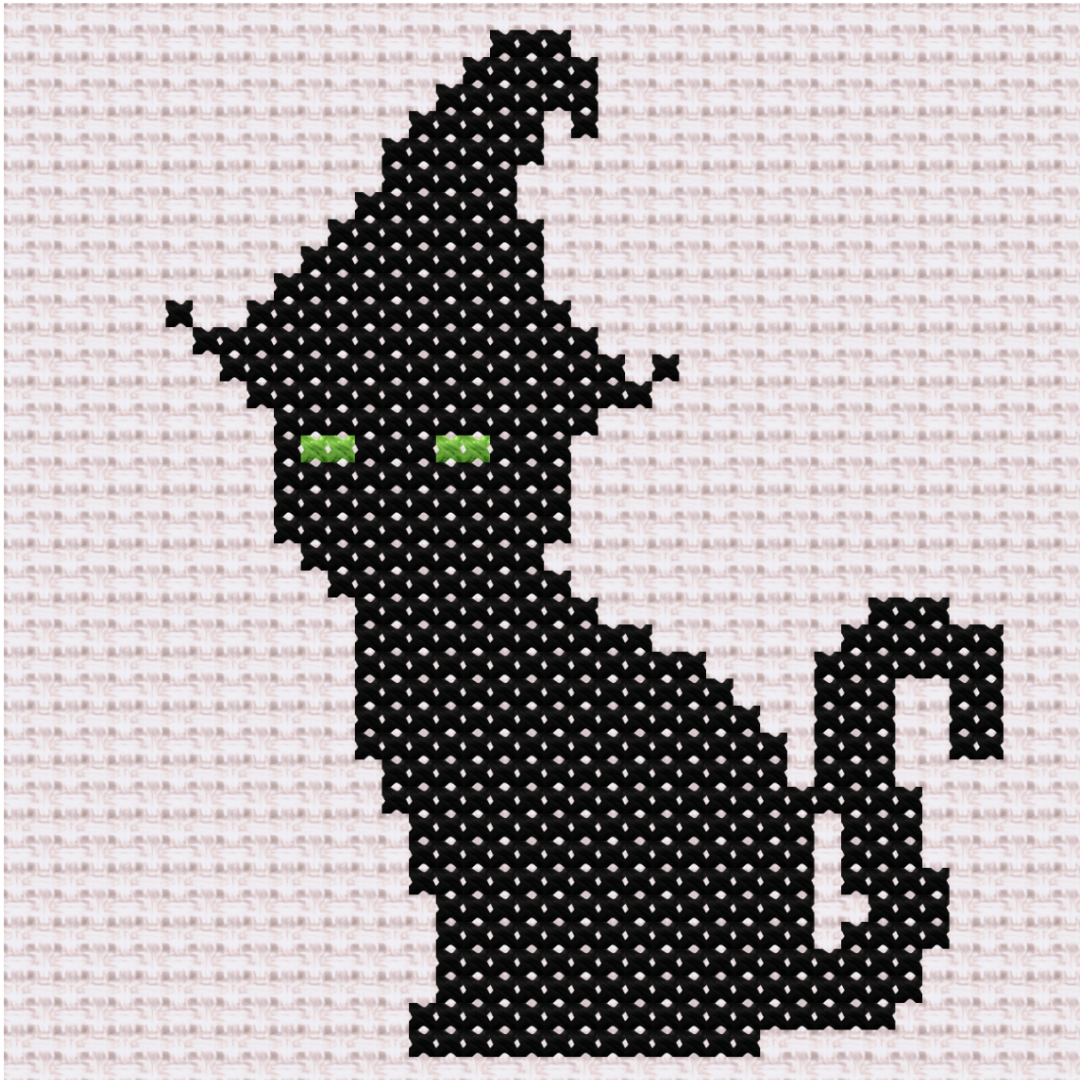 Free Witches Cat - PDF Cross Stitch Pattern