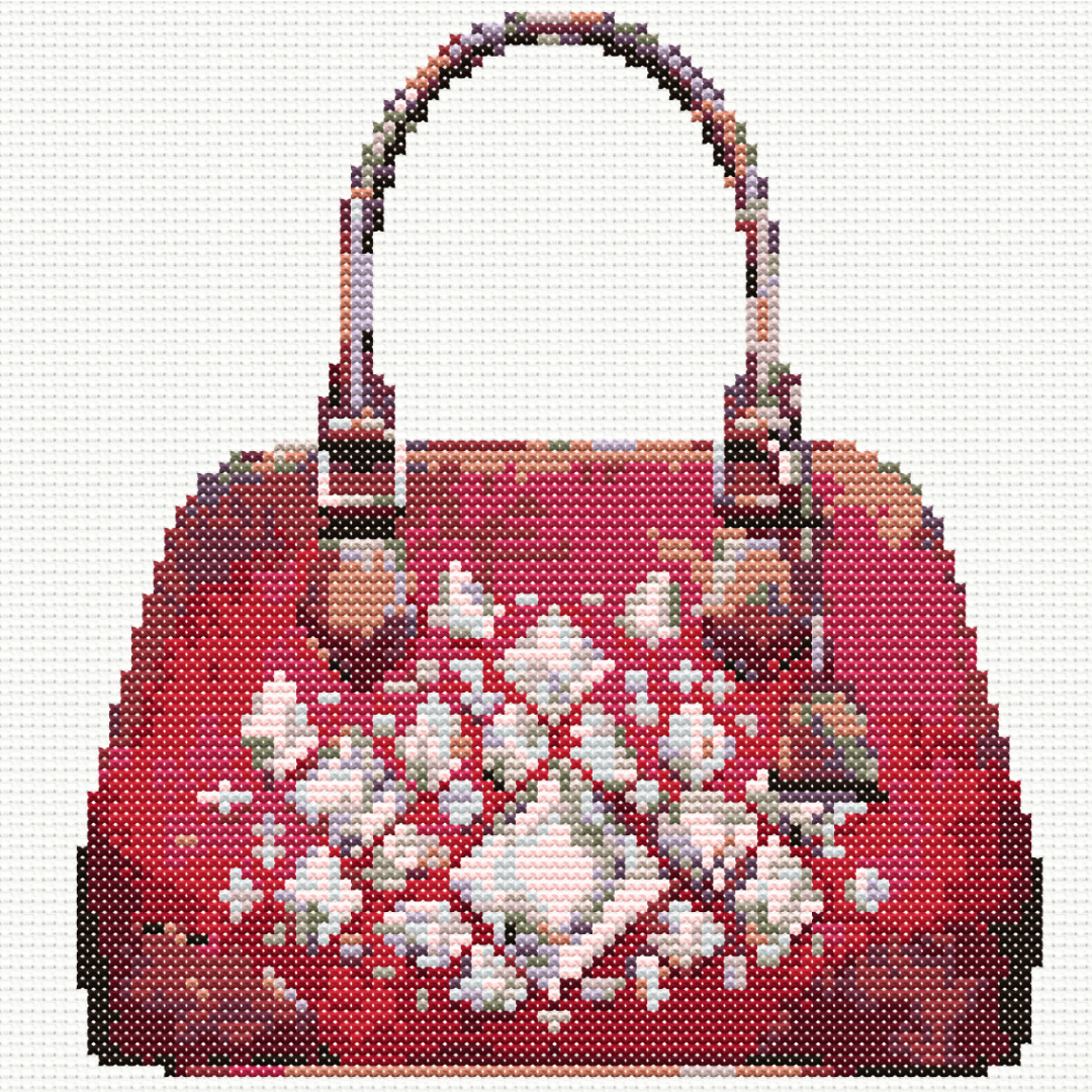 Large Red Handbag Cross Stitch Pattern