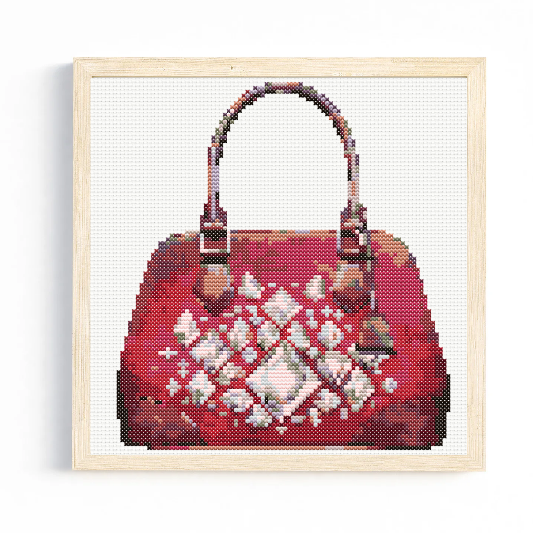 Large Red Handbag Cross Stitch Pattern