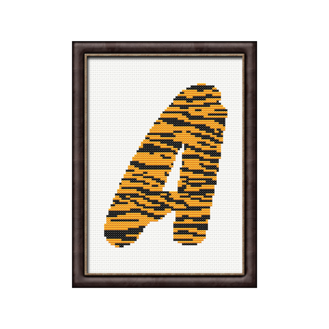 Tiger Print A Monogram Cross Stitch Pattern