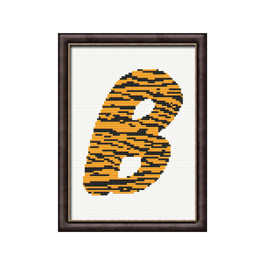 Tiger Print B Monogram Cross Stitch Pattern