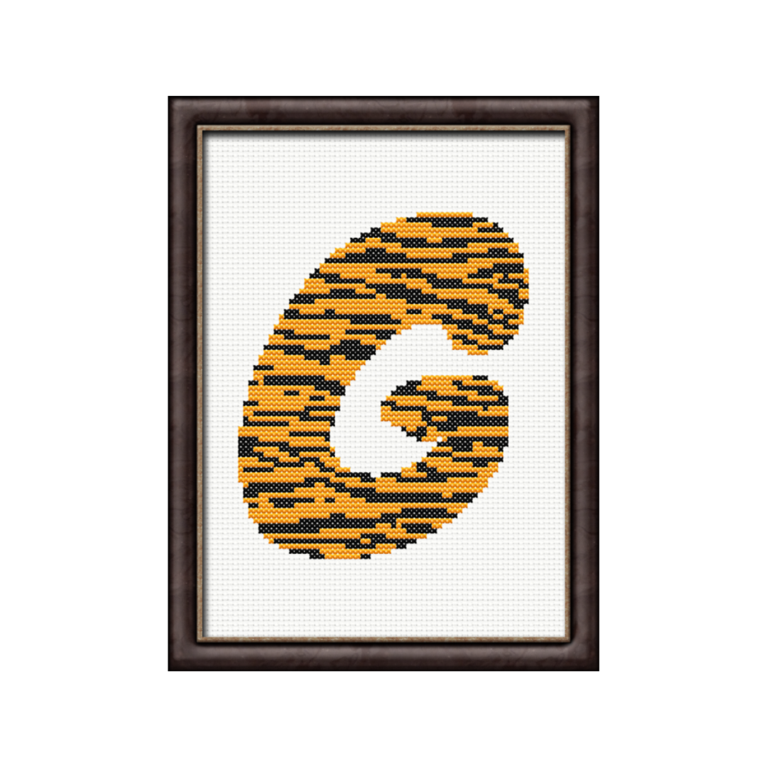 Tiger Print G Monogram Cross Stitch Pattern