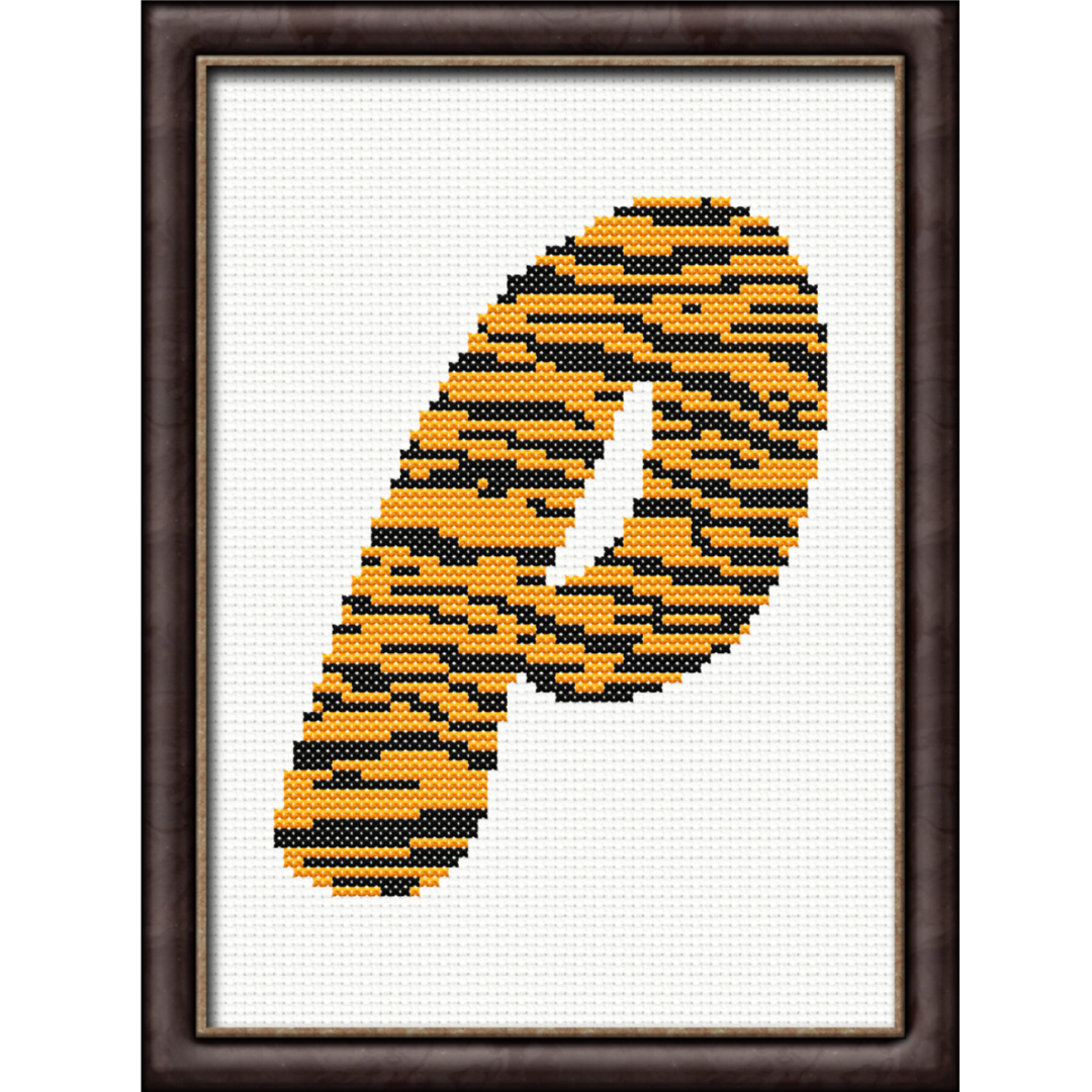Tiger Print P Monogram Cross Stitch Pattern
