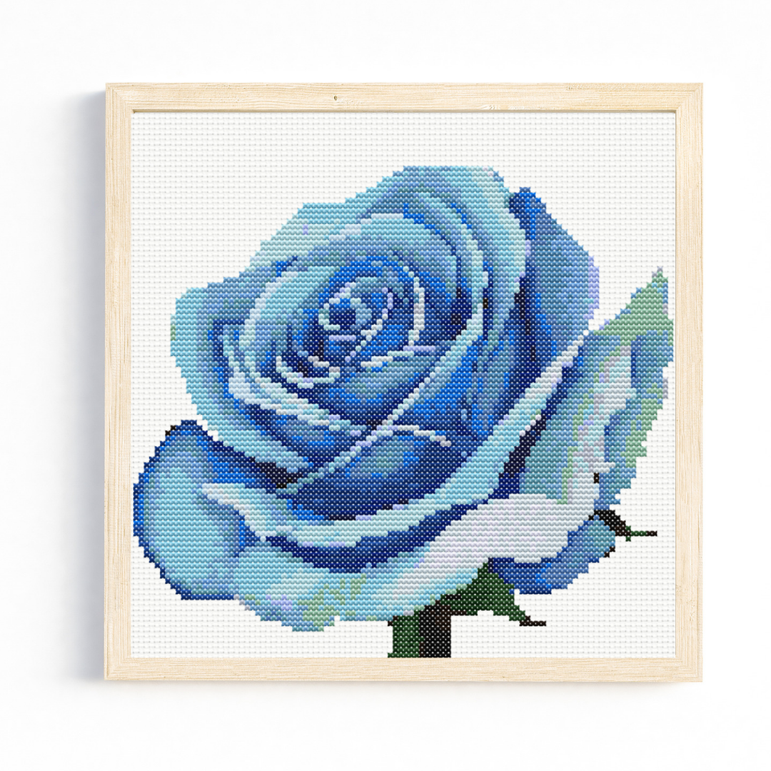 Blue Rose 1 Cross Stitch Pattern