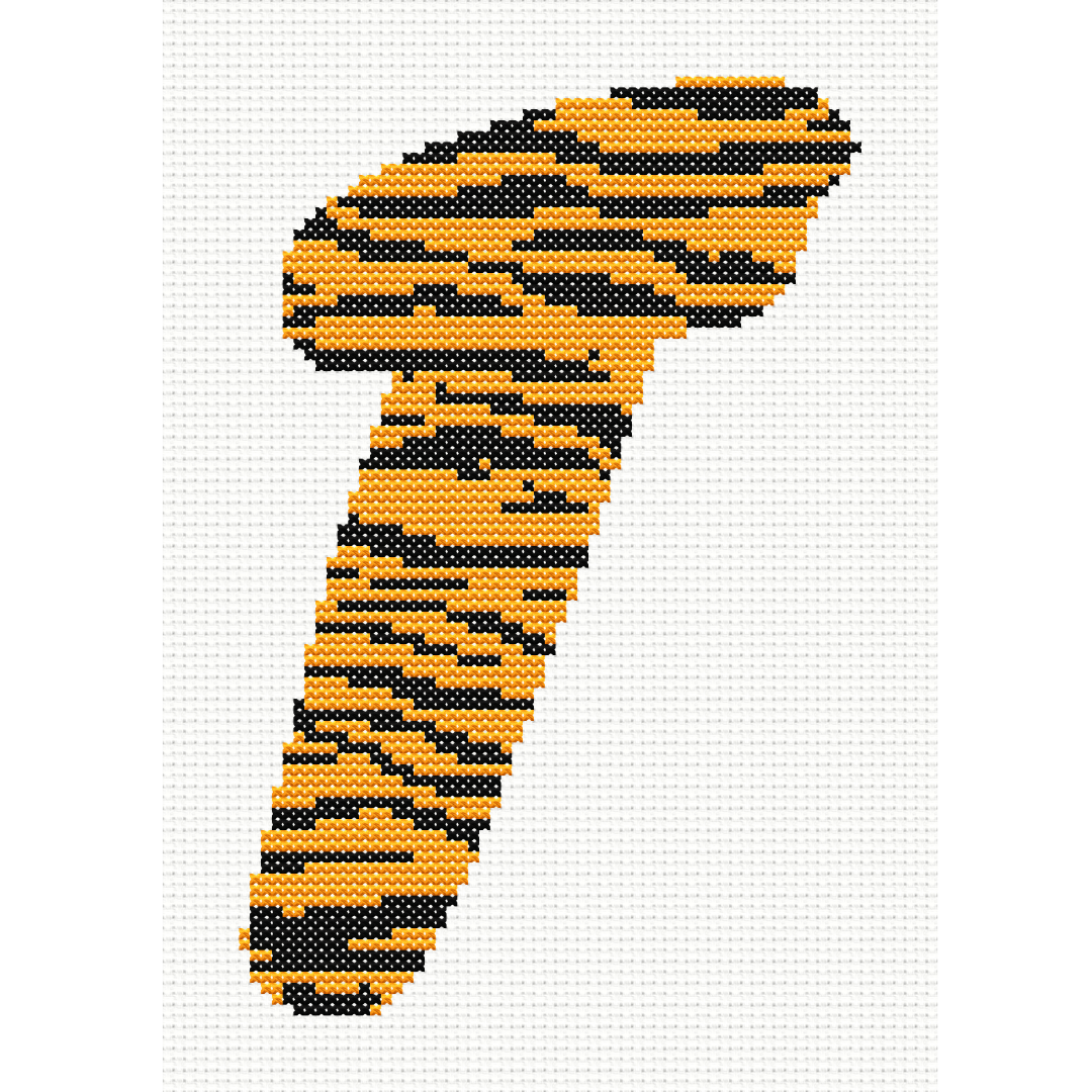 Tiger Print T Monogram Cross Stitch Pattern