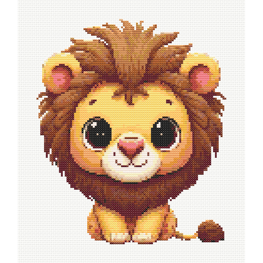 Cute Sitting Lion Cross Stitch Pattern