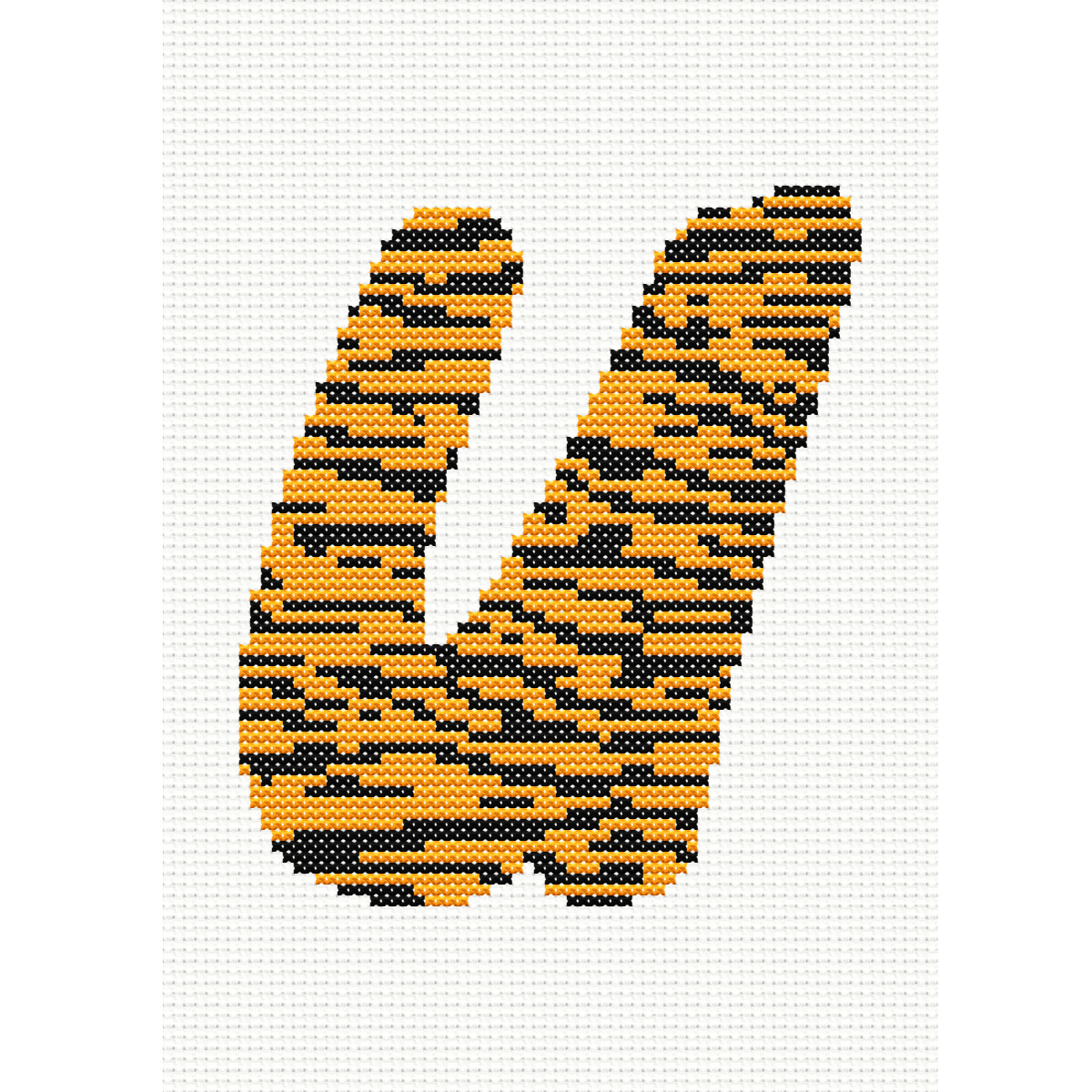 Tiger Print U Monogram Cross Stitch Pattern