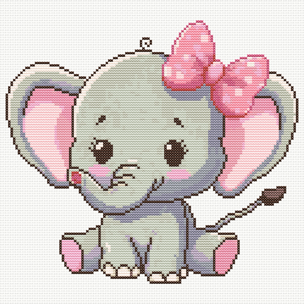 Cute Sitting Baby Elephant Cross Stitch Pattern