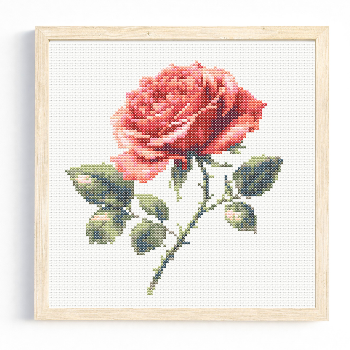 Watercolour Red Rose 1 Cross Stitch Pattern