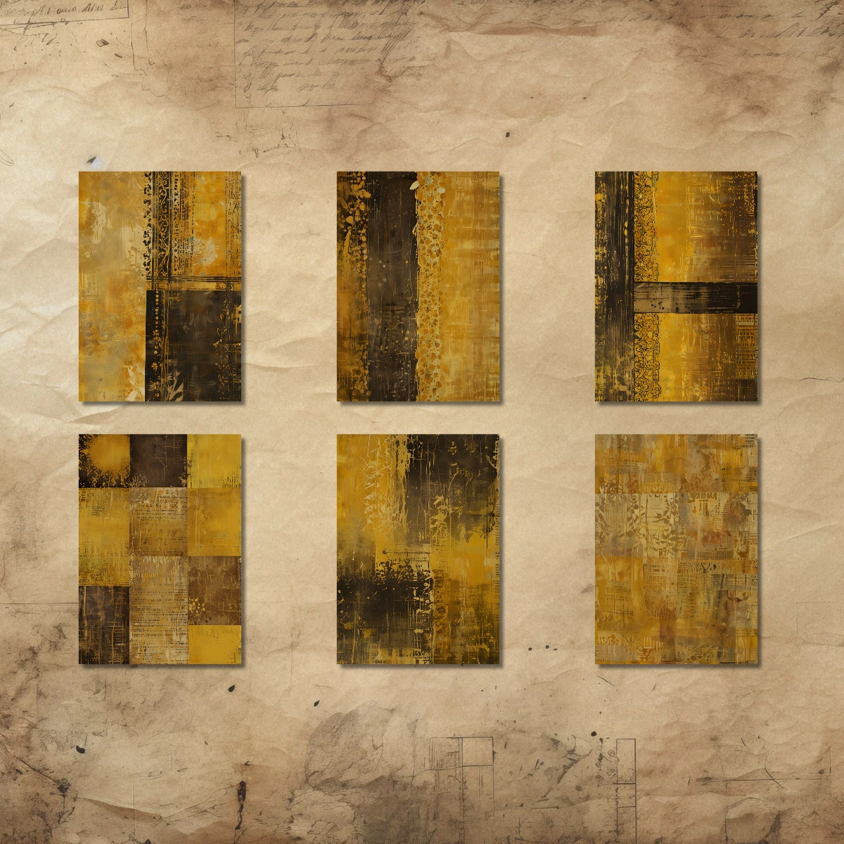 Golden Yellow Junk Journal Papers