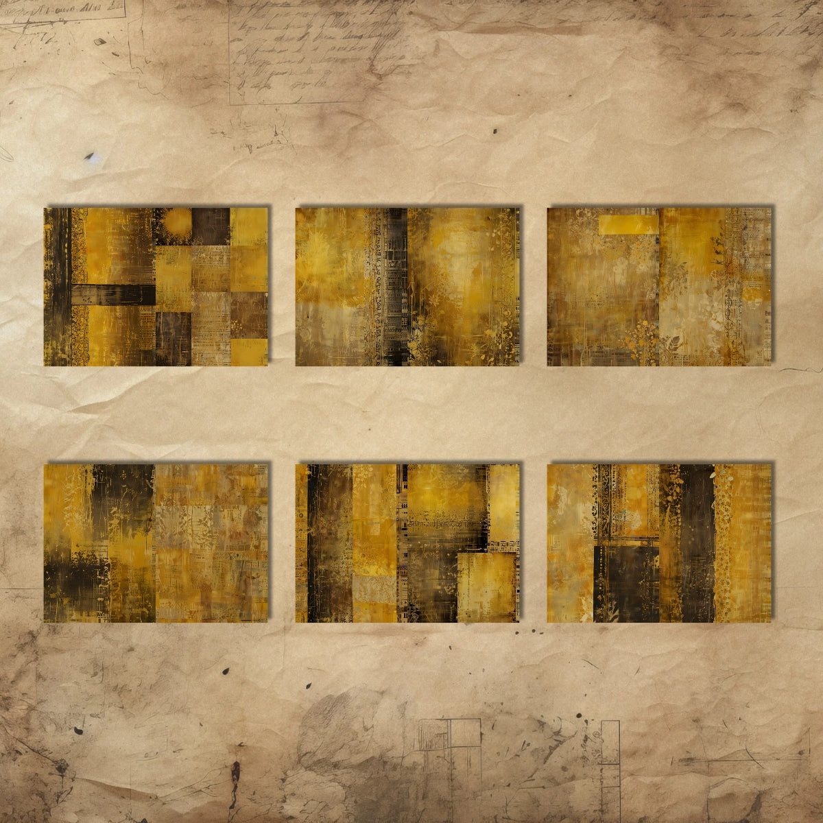 Dark Yellow Junk Journal Pages