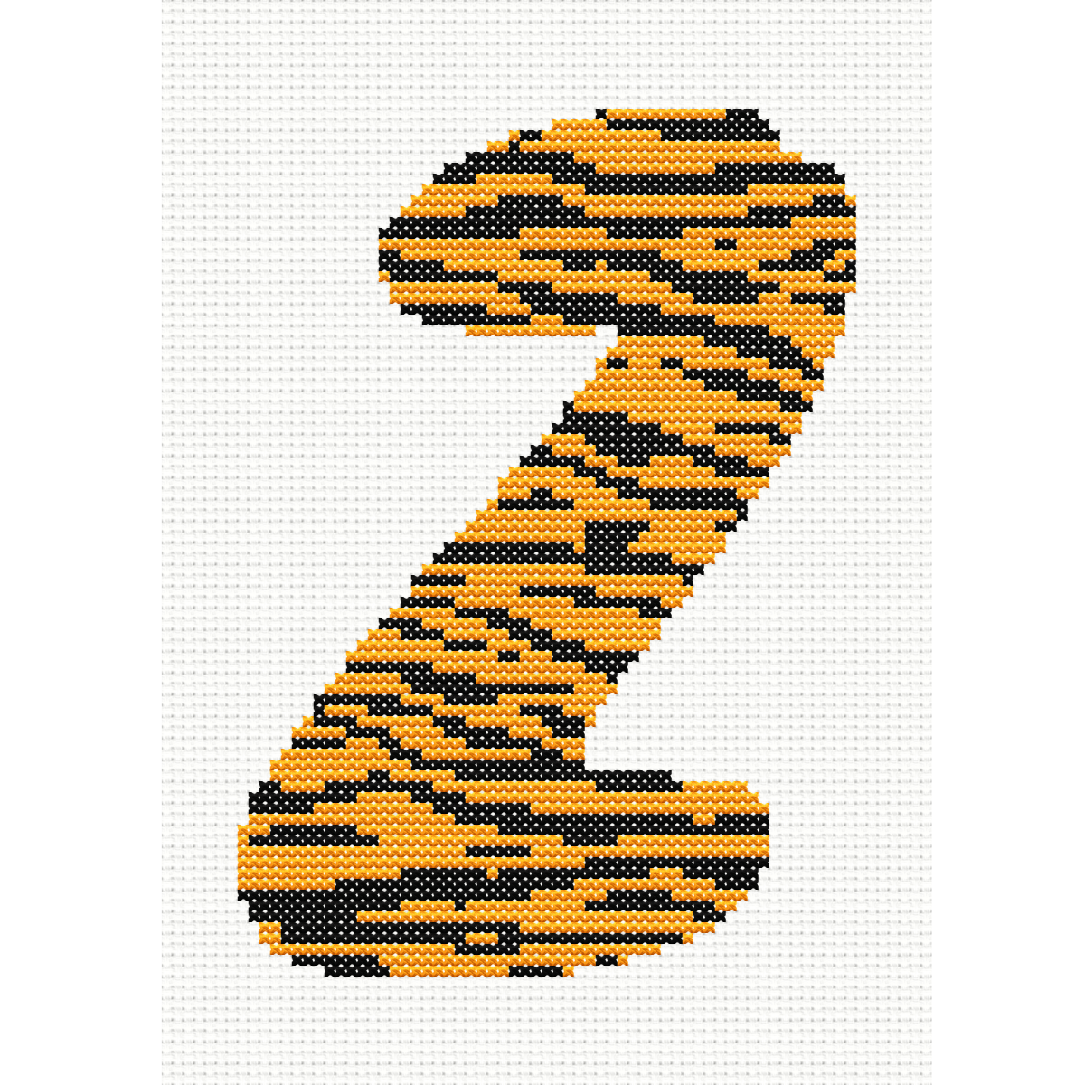 Tiger Print Z Monogram Cross Stitch Pattern