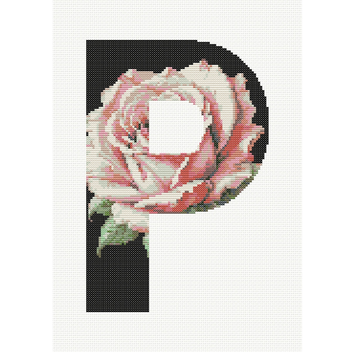 Floral P Monogram Cross Stitch
