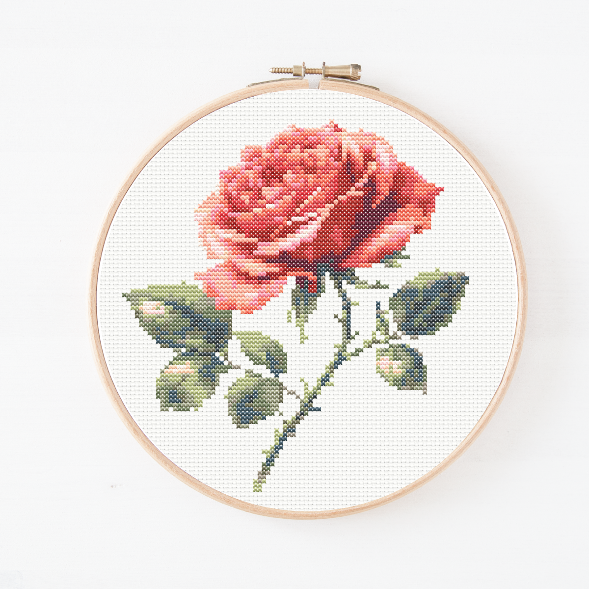 Watercolour Red Rose 1 Cross Stitch Pattern