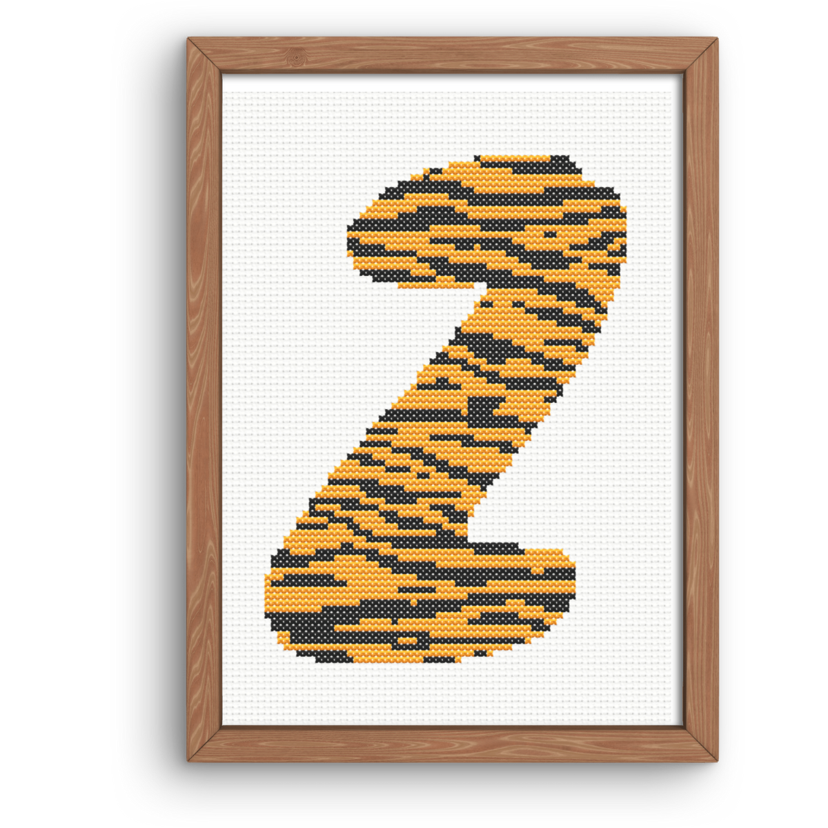 Tiger Print Z Monogram Cross Stitch Pattern