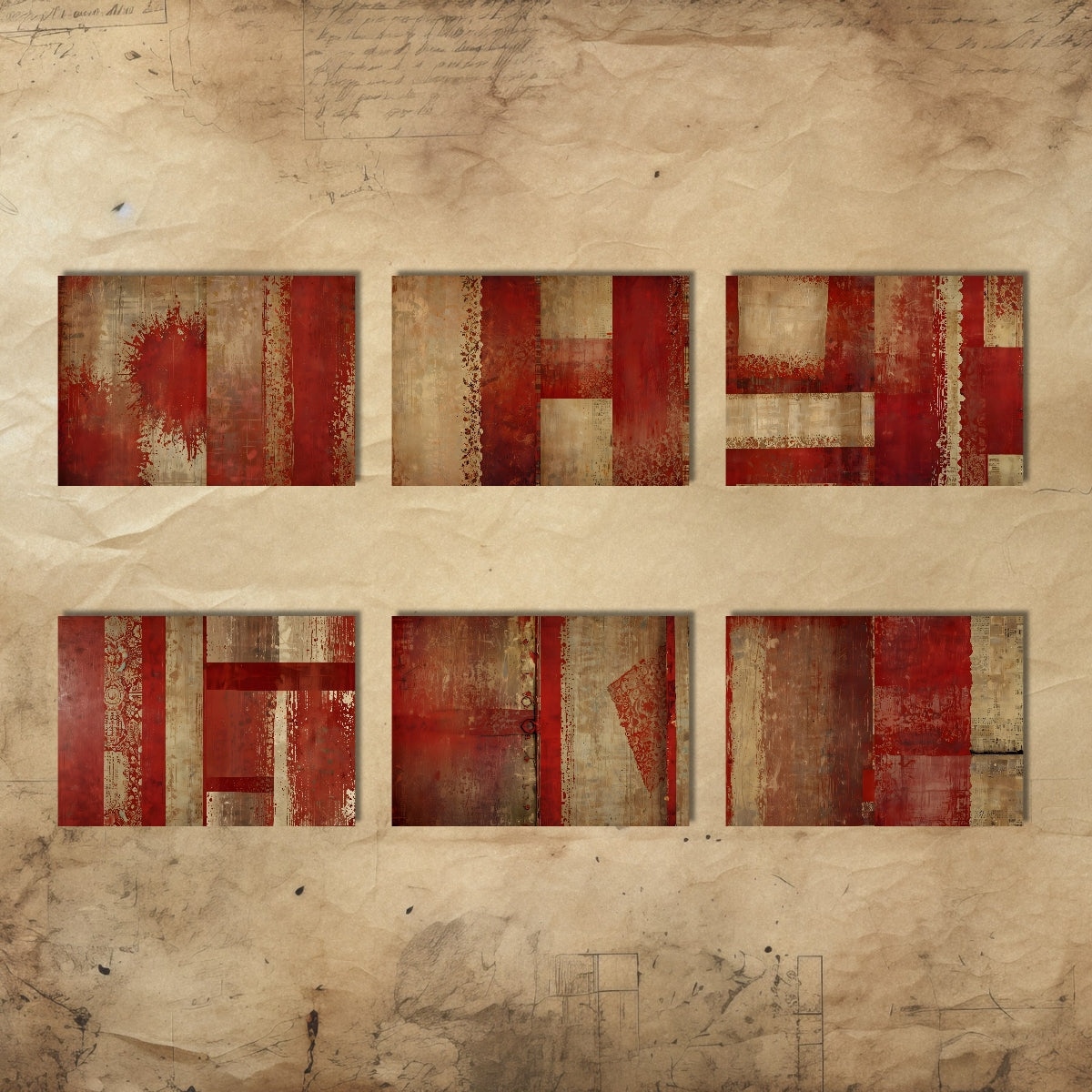 Junk Journal Pages Dark Red