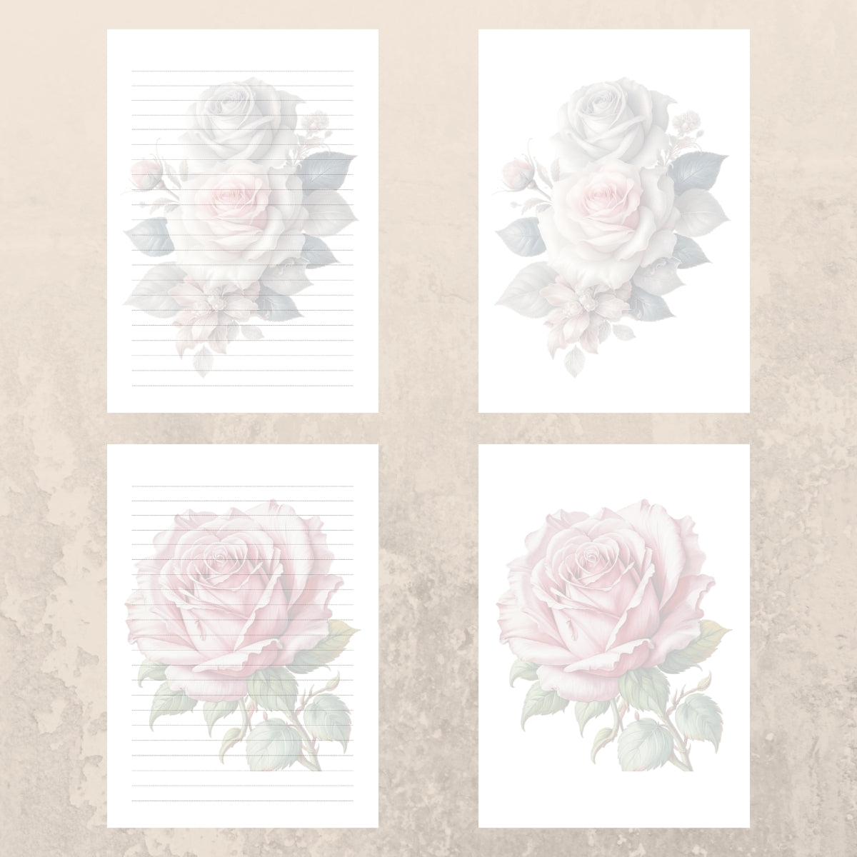 Subtle Rose Writing Paper 0001