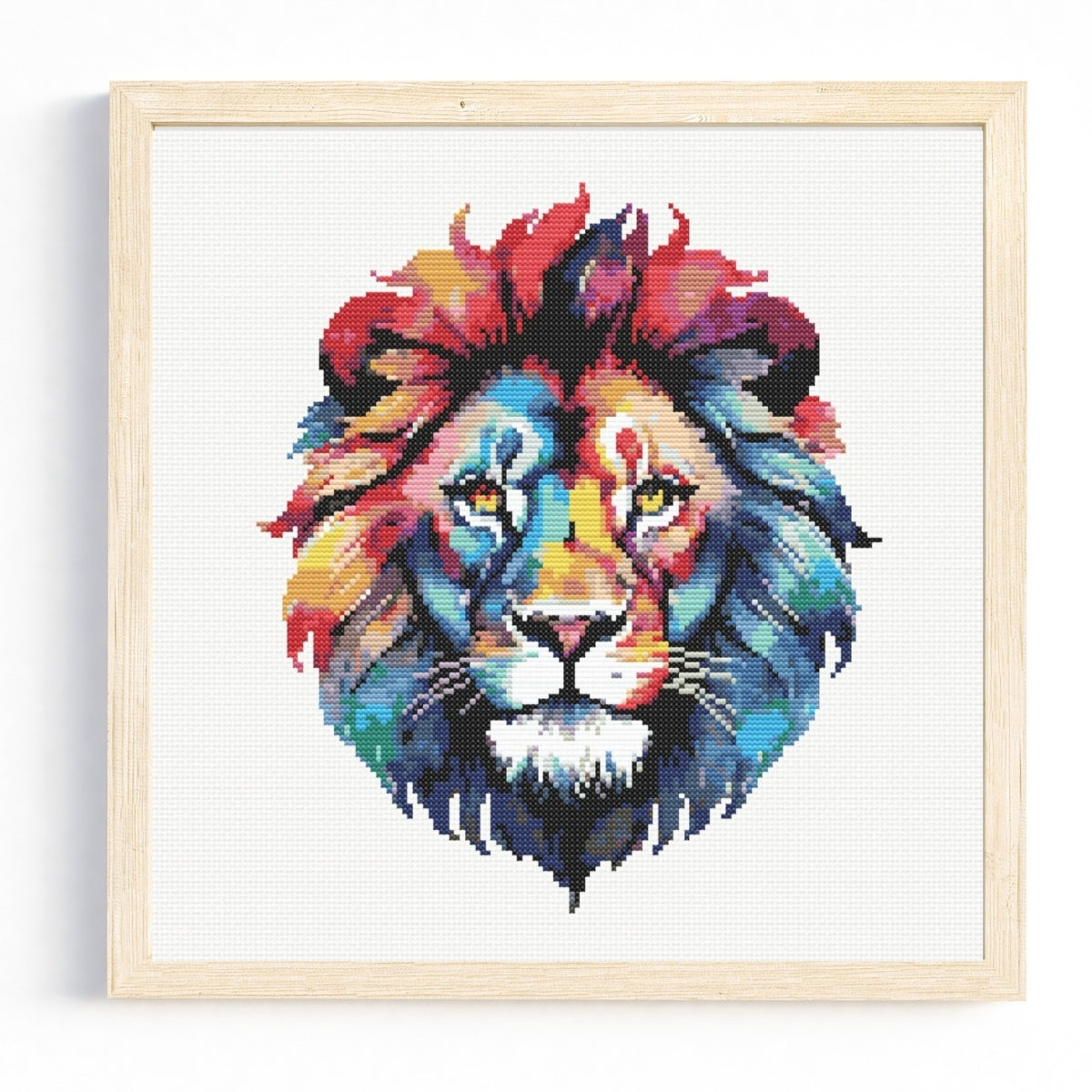 Rainbow Lion Face Cross Stitch Pattern