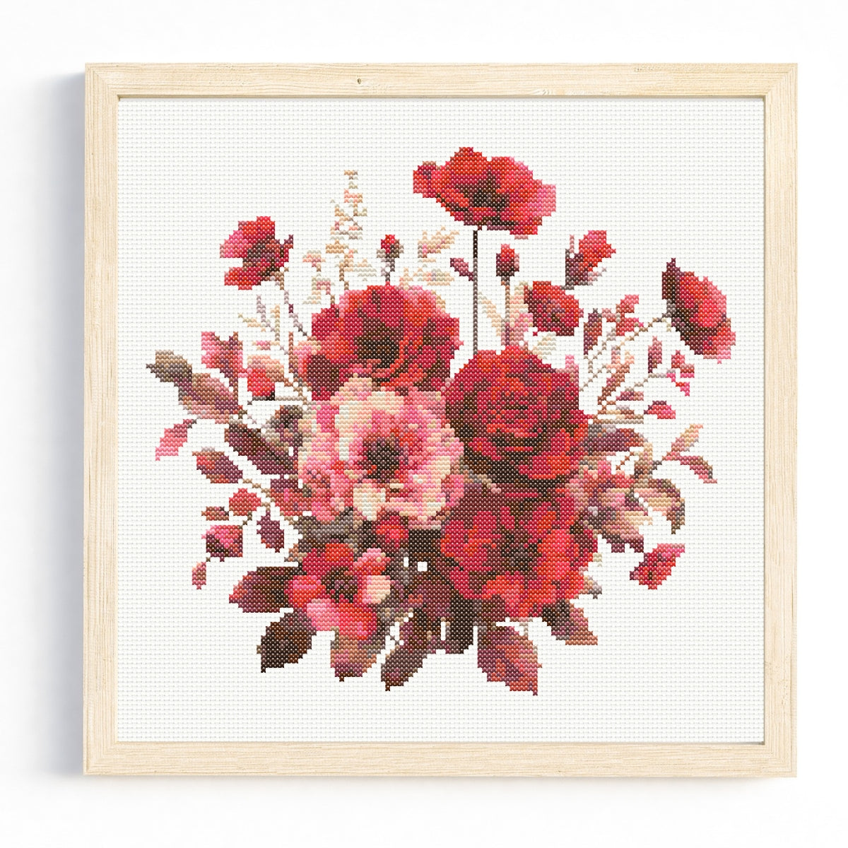 Red Floral Bouquet Cross Stitch Pattern