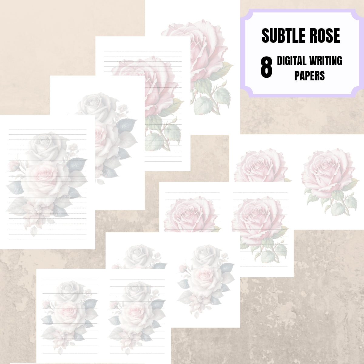 Subtle Rose Writing Paper 0001