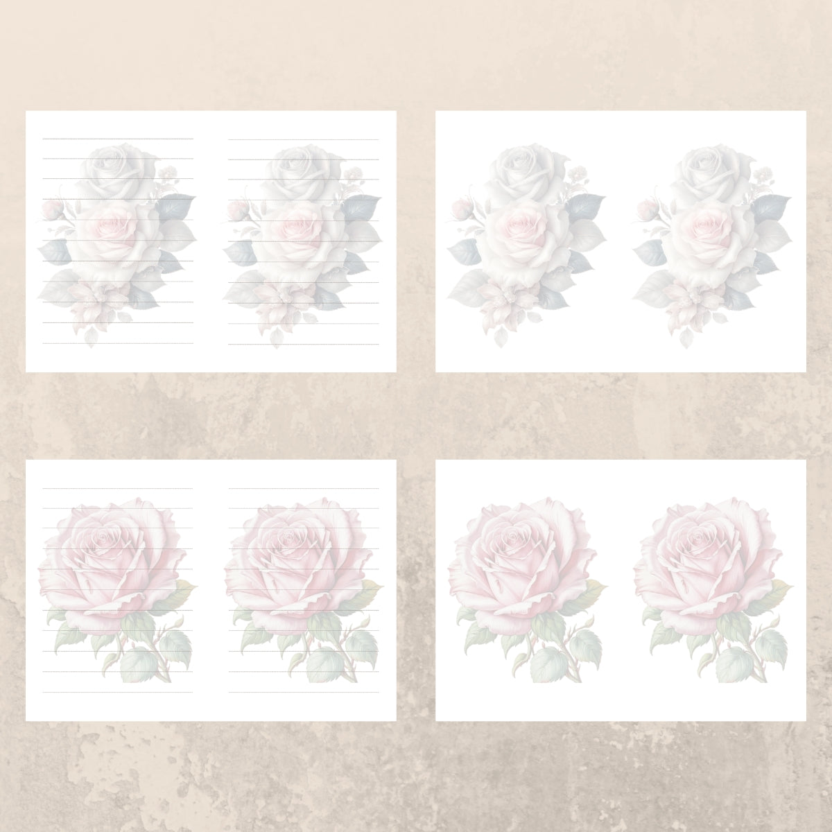 Subtle Rose Writing Paper 0001