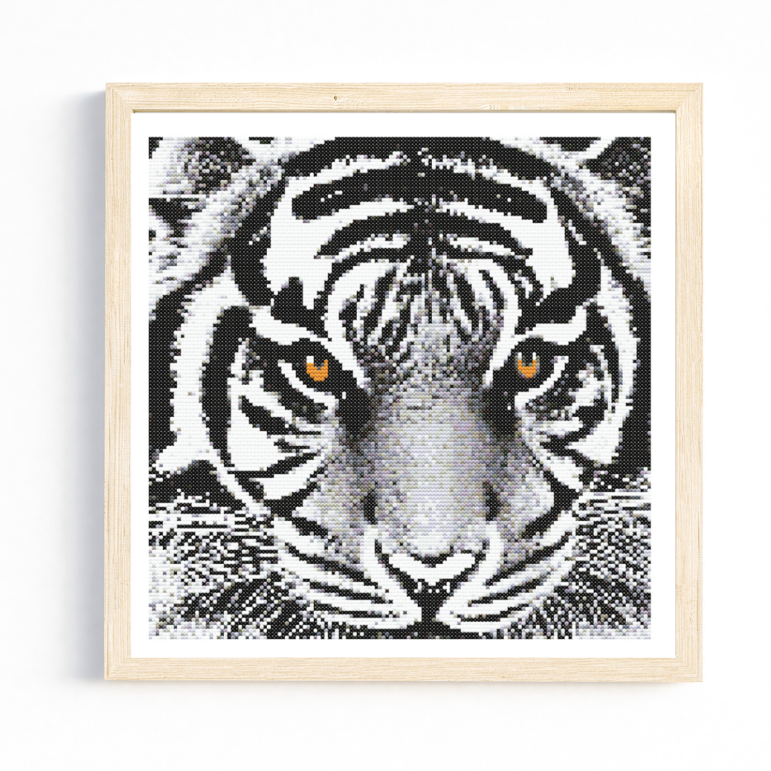 White Tiger Closeup Cross Stitch Pattern