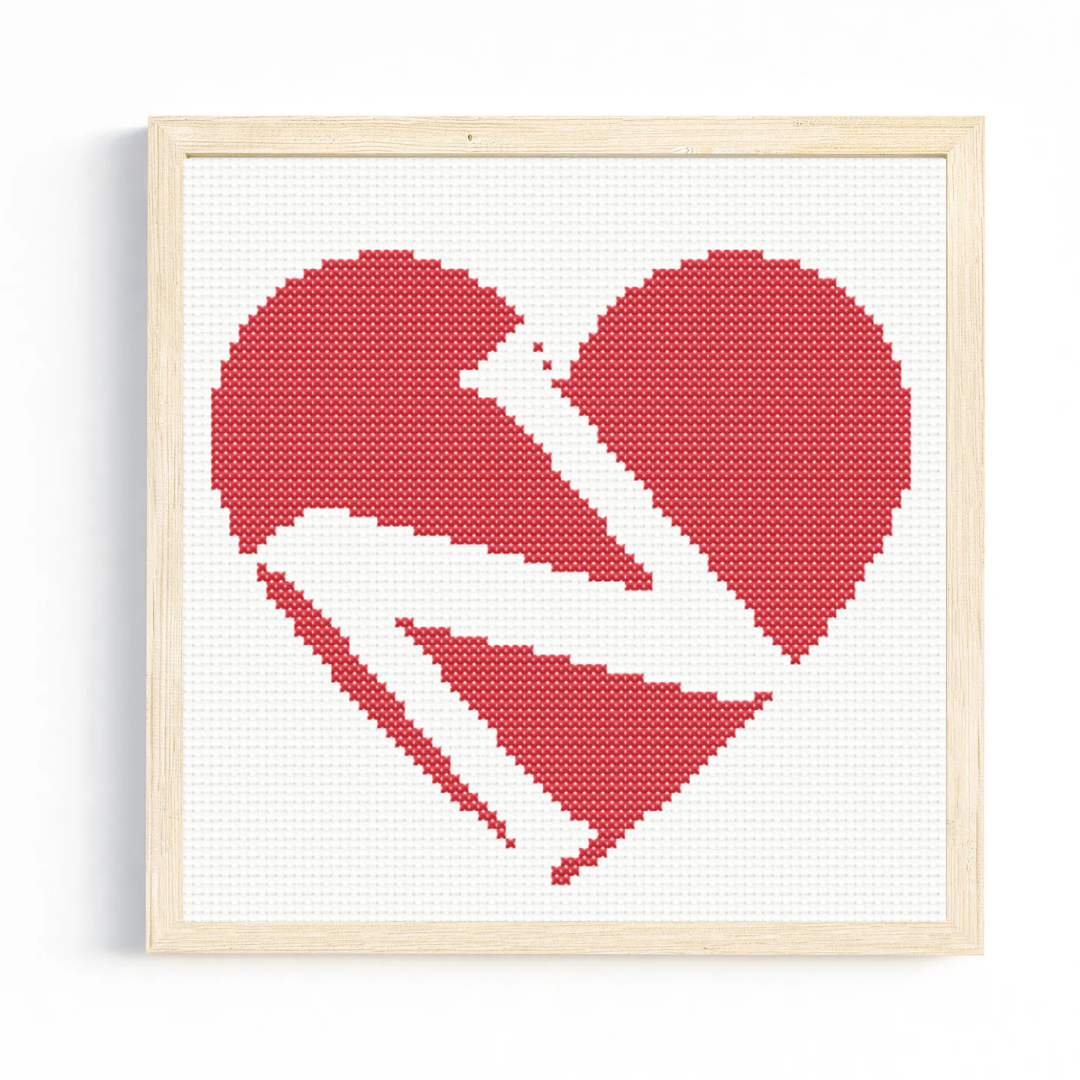 N Monogram in Heart Cross Stitch Pattern