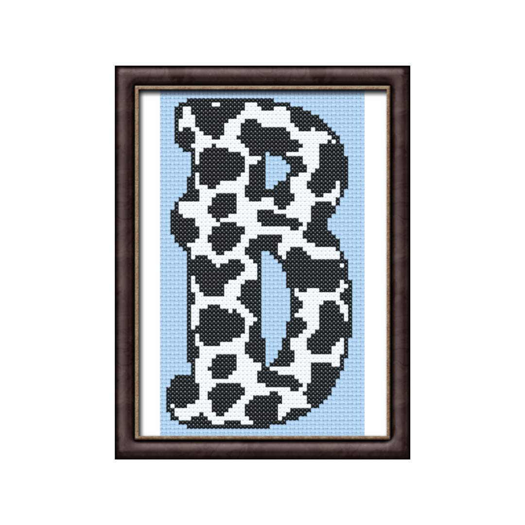 Cow Print B Monogram Cross Stitch Pattern