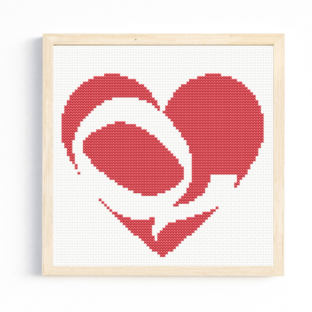 Q Monogram in Heart Cross Stitch Pattern