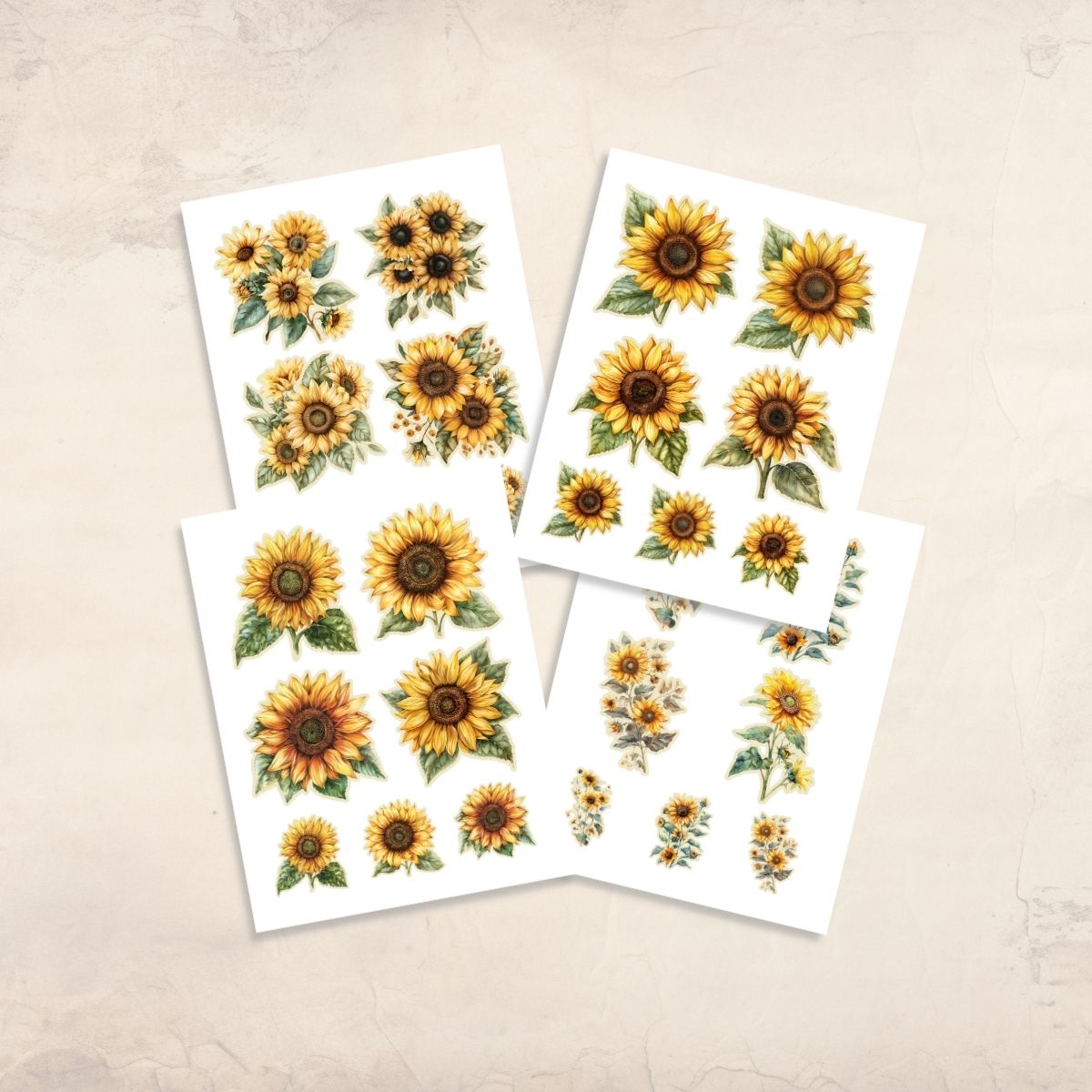 Vintage Sunflowers Fussy Cuts