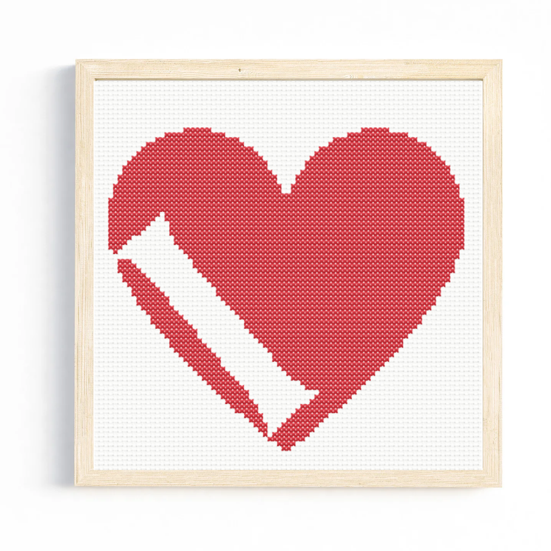I Monogram in Heart Cross Stitch Pattern