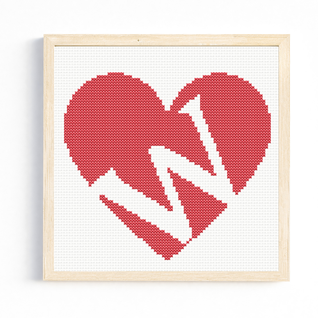 W Monogram in Heart Cross Stitch Pattern