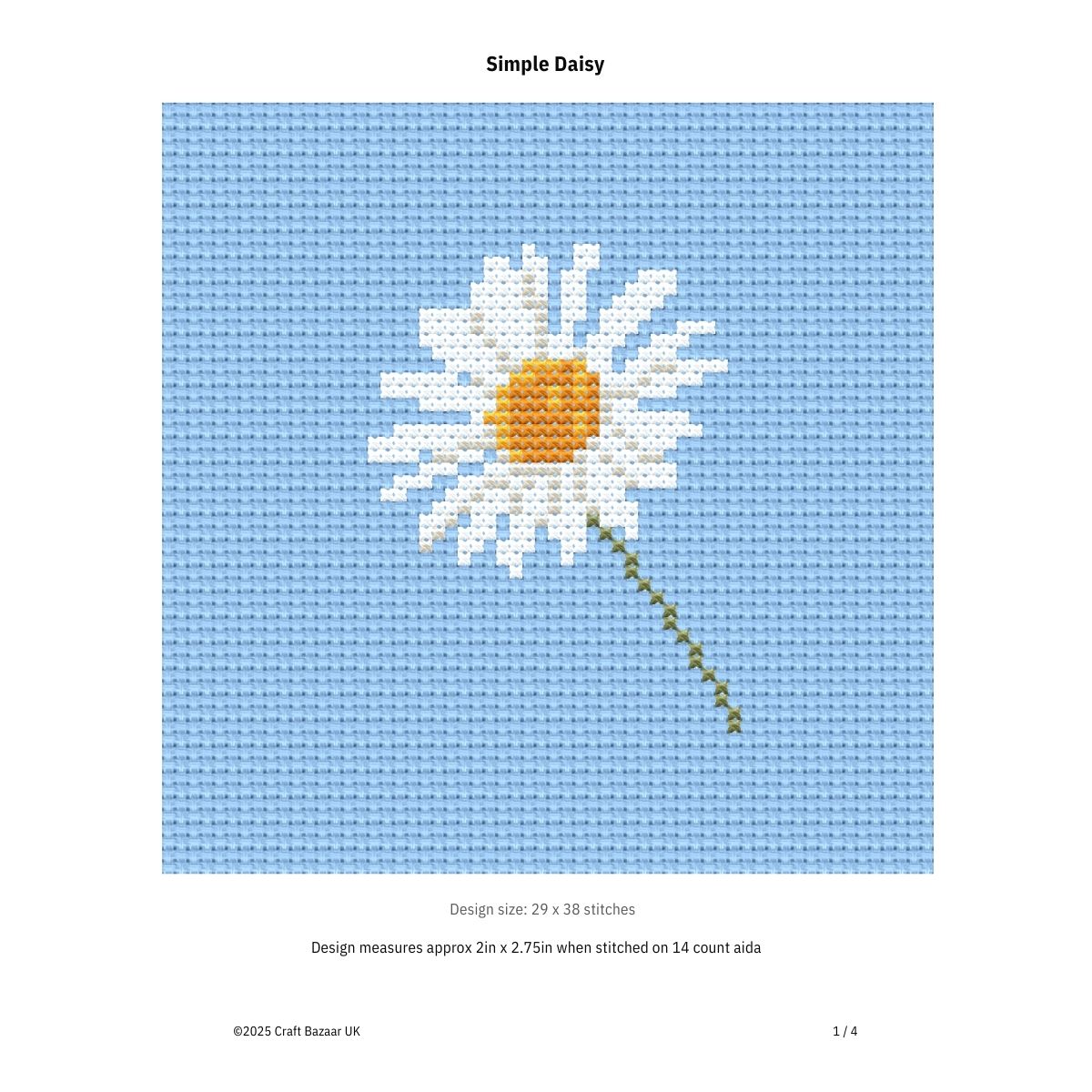 Free Simple Daisy - PDF Cross Stitch Pattern