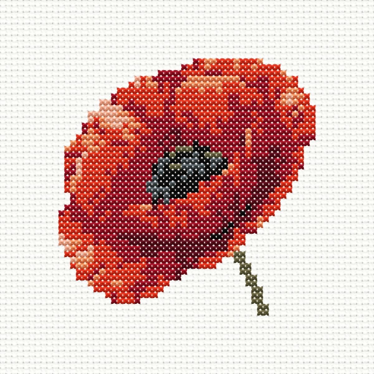 Simple Poppy Cross Stitch Pattern