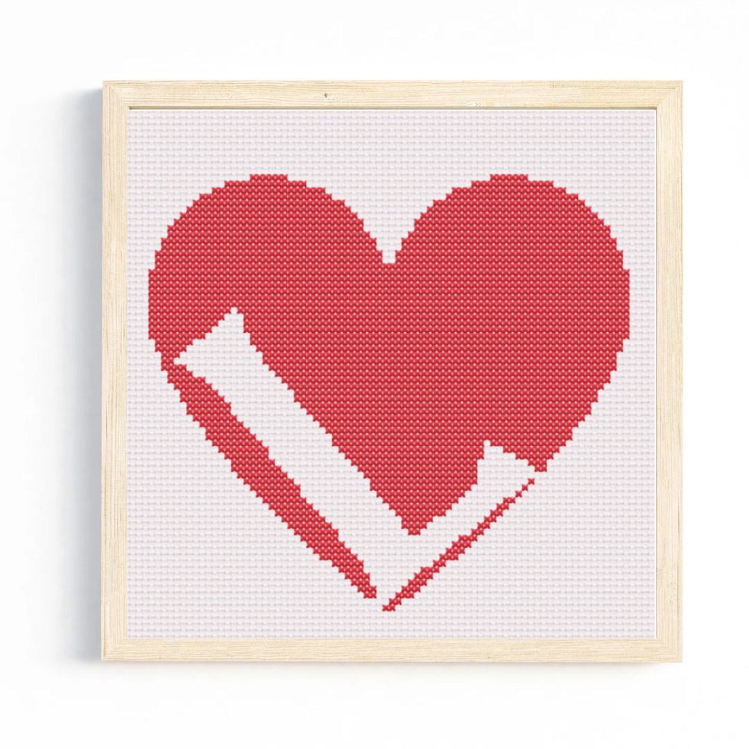 L Monogram in Heart Cross Stitch Pattern