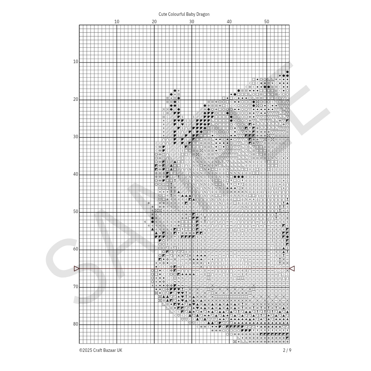 Cute Colourful Baby Dragon Cross Stitch Pattern