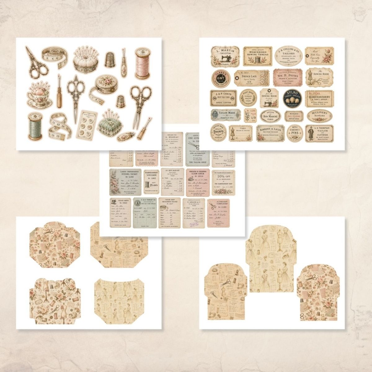 Vintage Sewing Room Junk Journal Kit