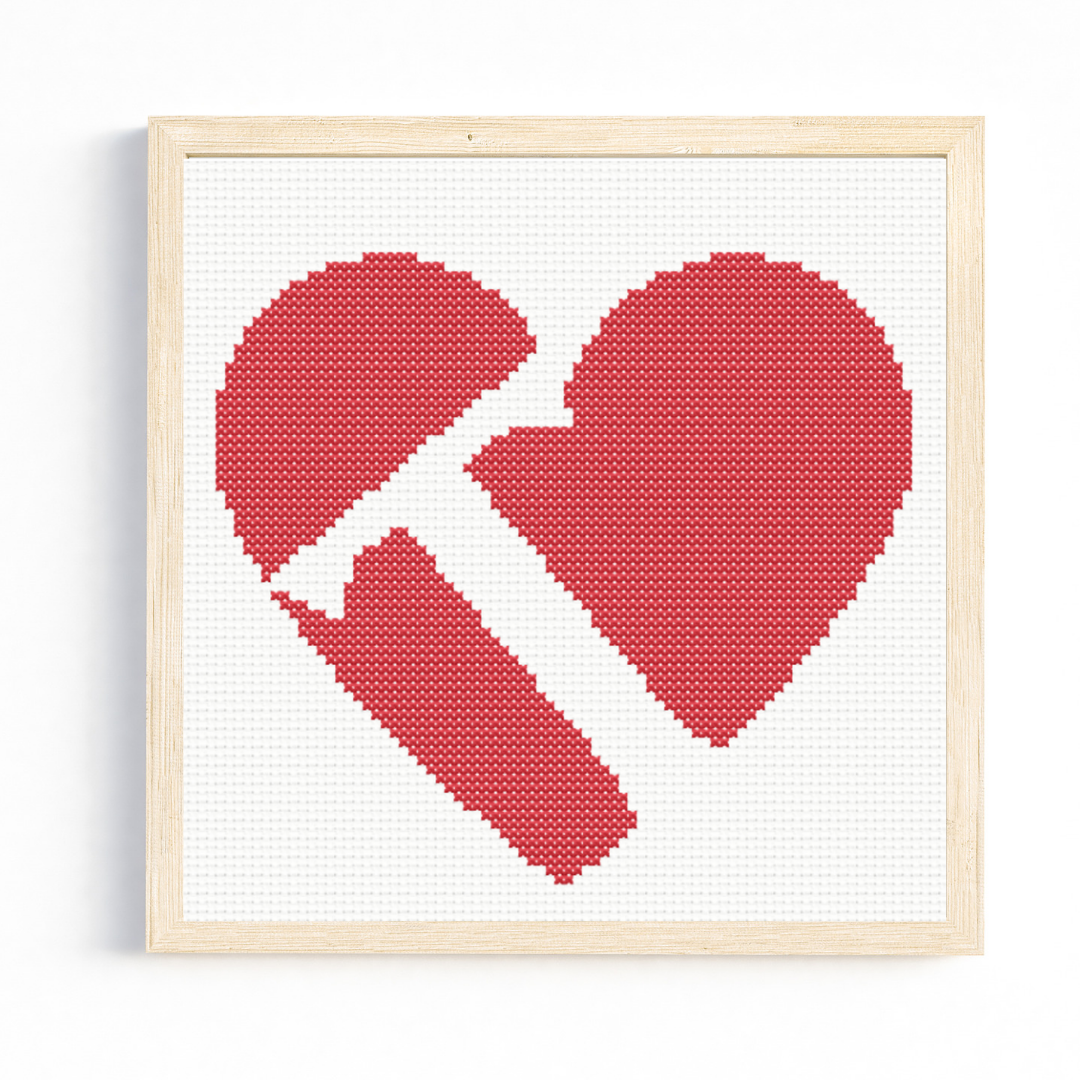 T Monogram in Heart Cross Stitch Pattern
