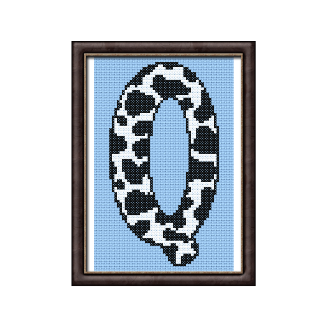 Cow Print Q Monogram Cross Stitch Pattern