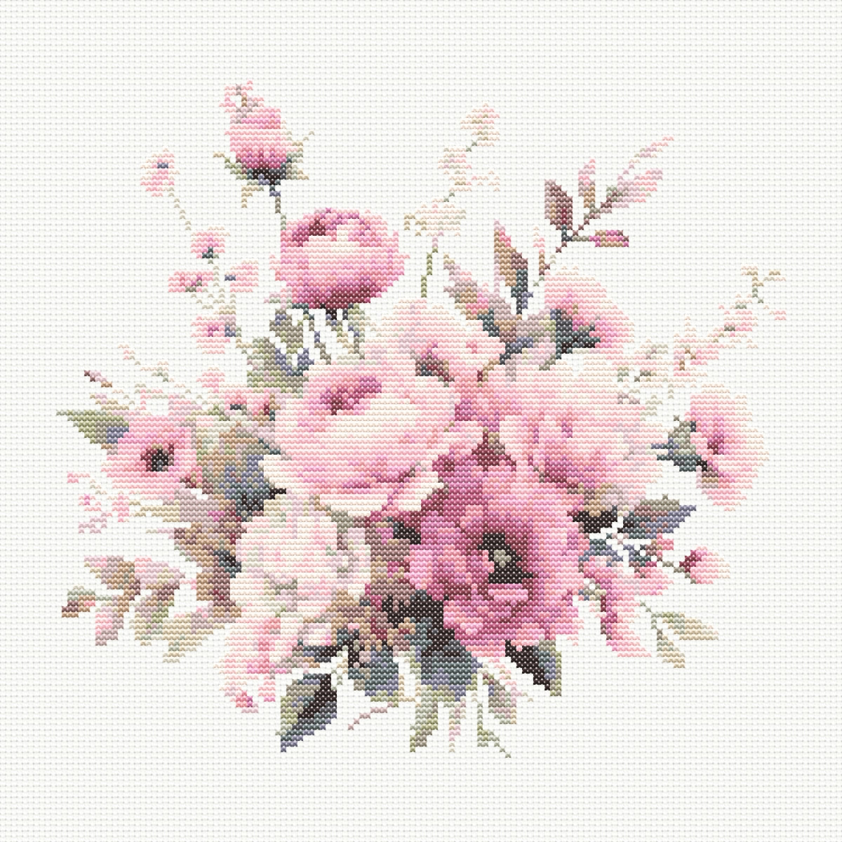Pink Flower Cross Stitch Pattern