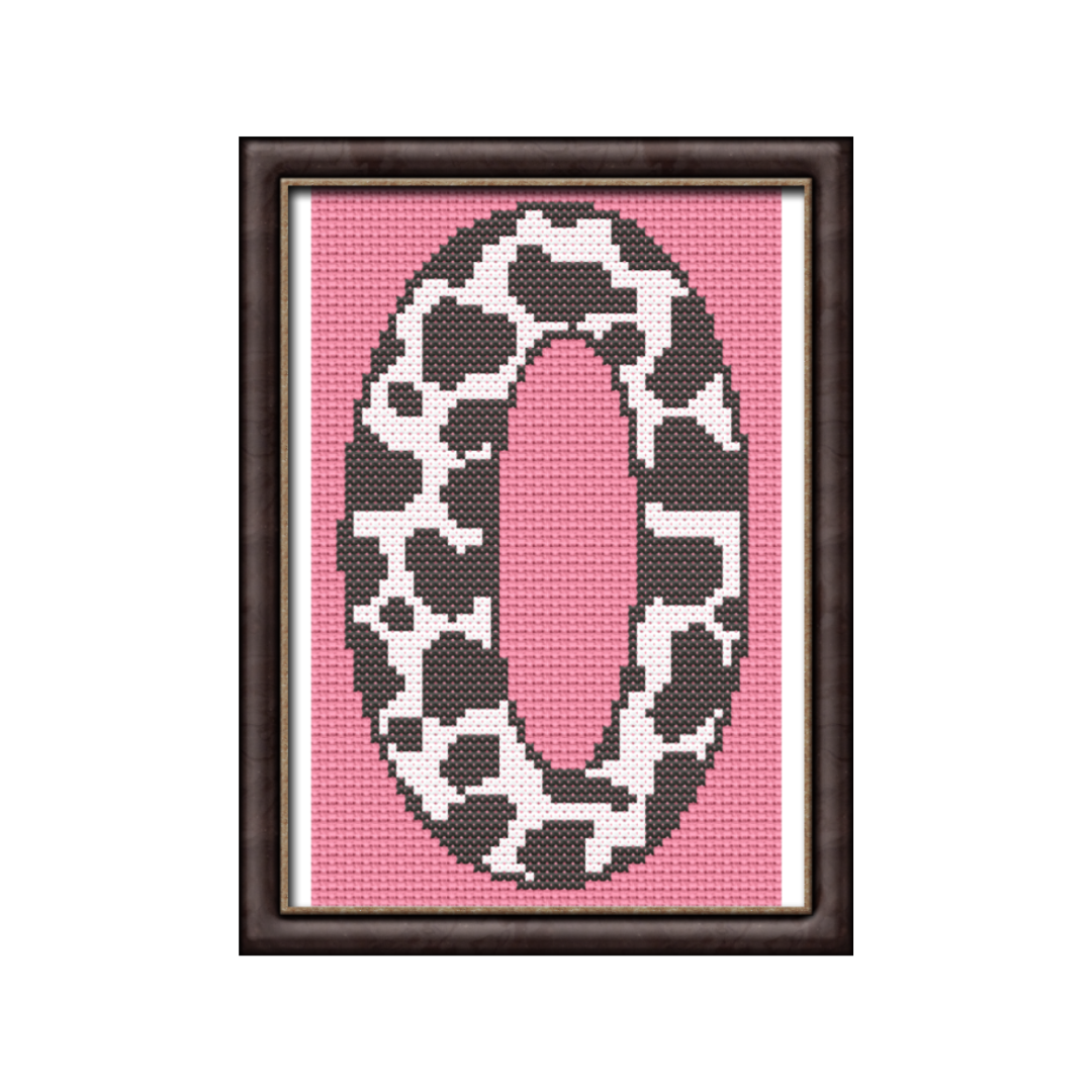 Cow Print O Monogram Cross Stitch Pattern