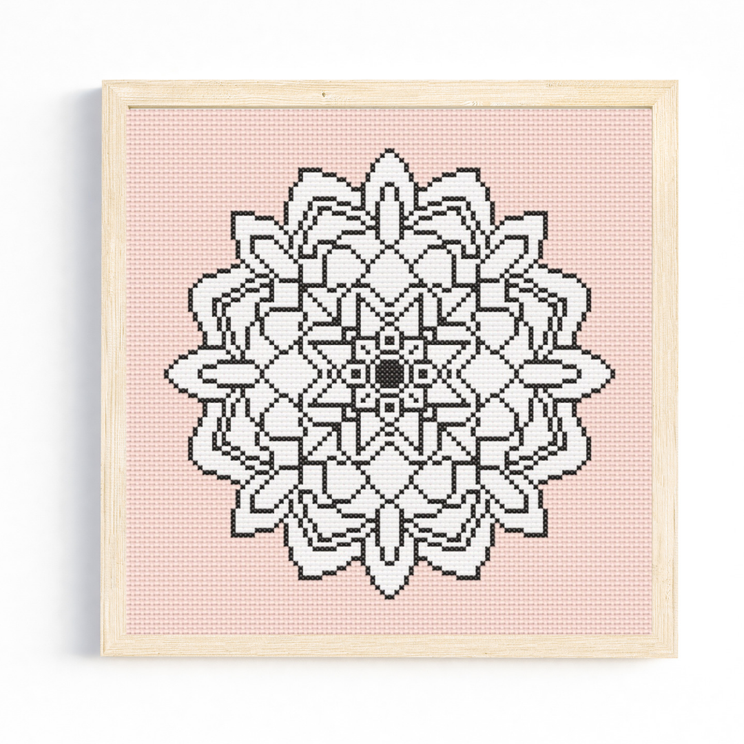 Black and White Mandala Cross Stitch Pattern