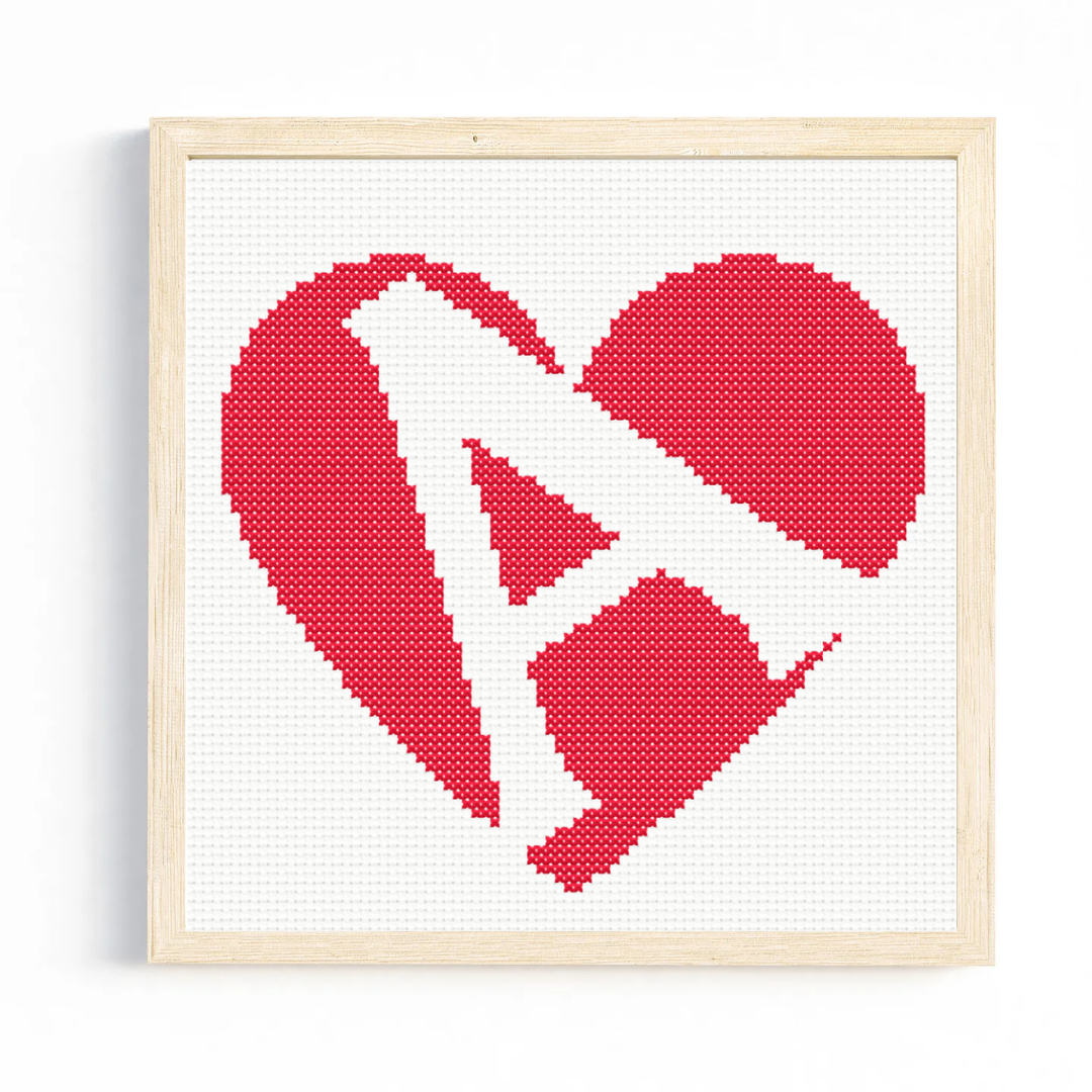 A Monogram in Heart Cross Stitch Pattern