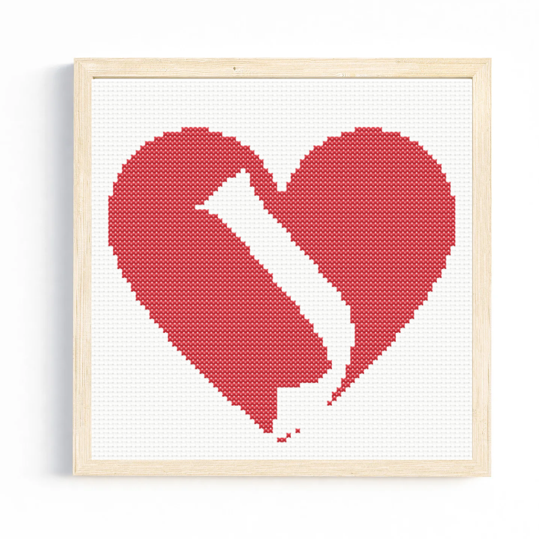 J Monogram in Heart Cross Stitch Pattern
