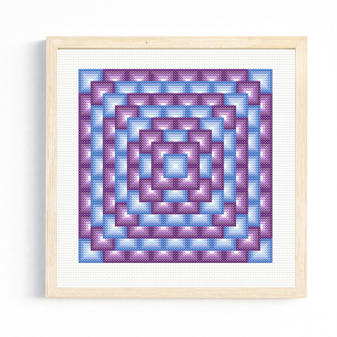 Geometric Stacked Squares Cross Stitch Pattern
