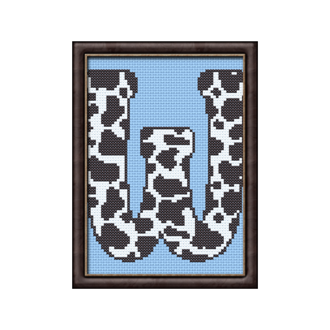 Cow Print W Monogram Cross Stitch Pattern