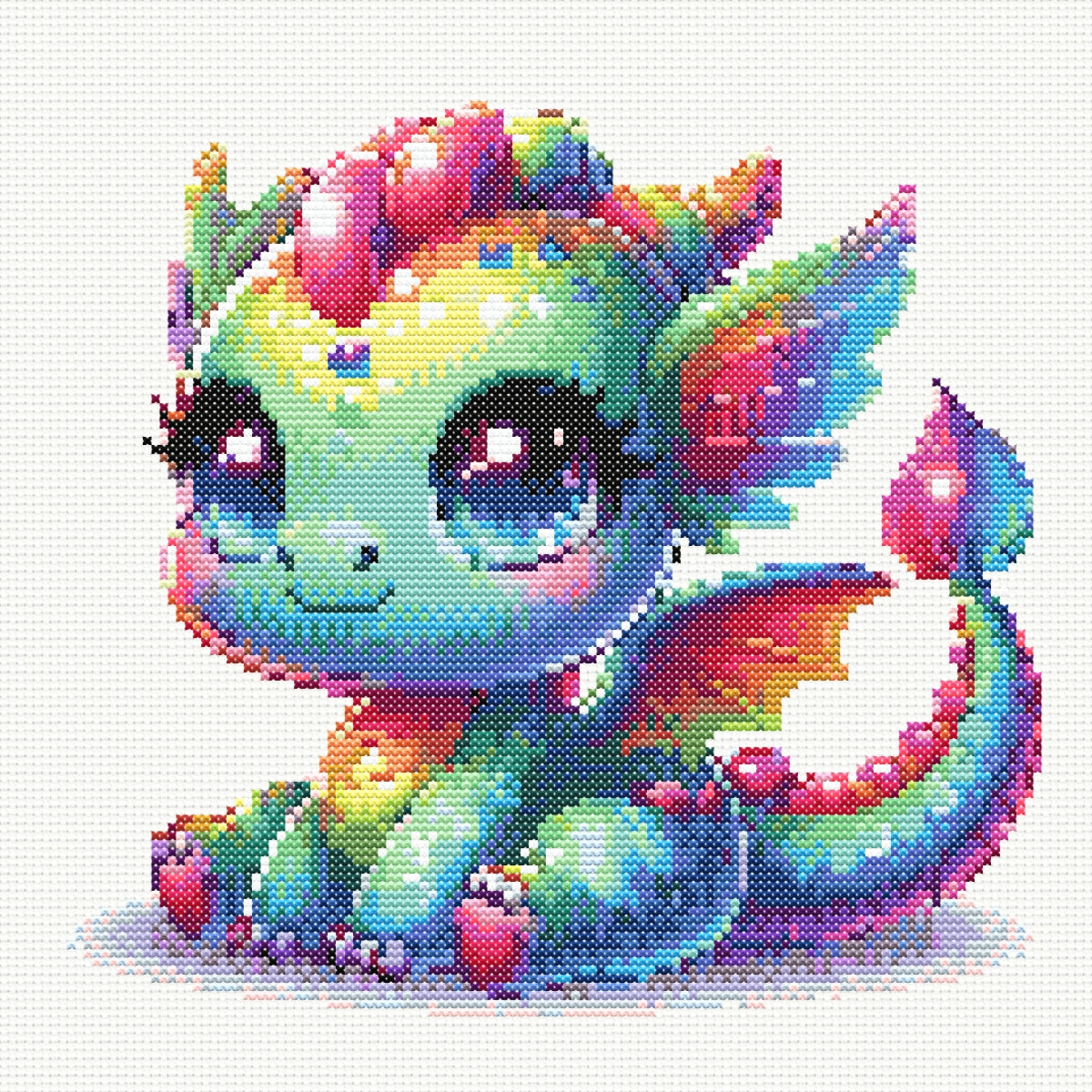 Cute Colourful Baby Dragon Cross Stitch Pattern