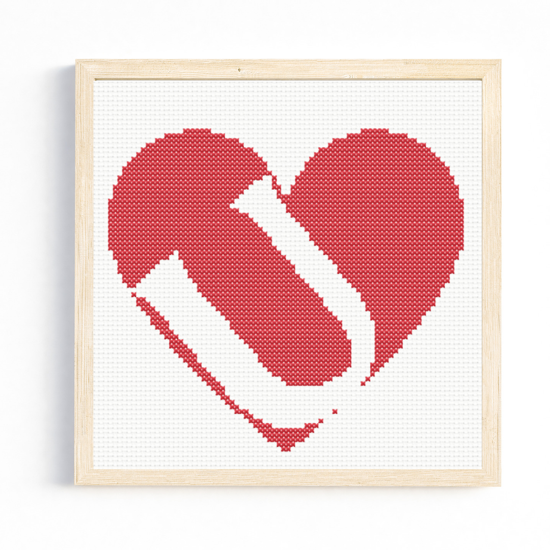 U Monogram in Heart Cross Stitch Pattern