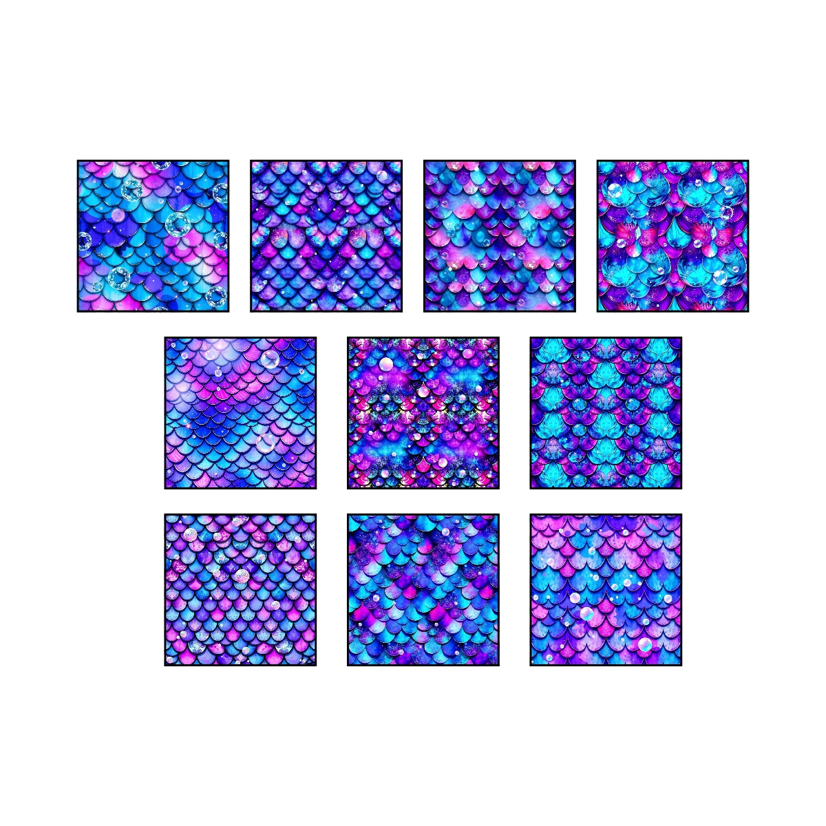 Vibrant Mermaid Scales Scrapbooking Paper